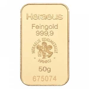 Bild von 50 g Goldbarren - Heraeus