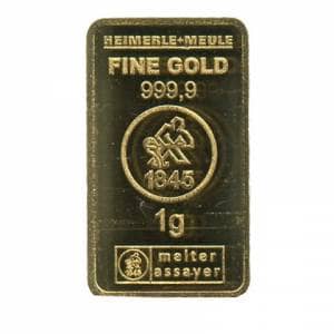 Bild von 1 g Goldbarren in Folie - Heimerle + Meule