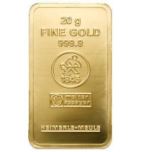 Bild von 20 g Goldbarren - Heimerle + Meule geprägt
